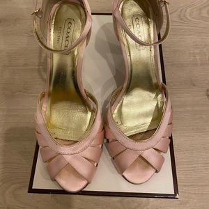 Satin open toe sandal with strap